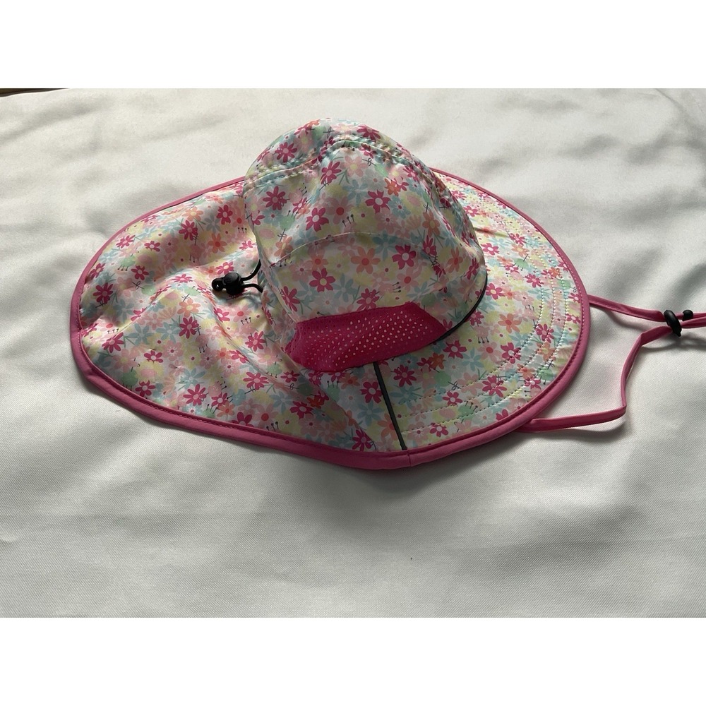 OMDEX Sun Hat Neck Flap Girls Floral Print and  UPF 50+ rating Medium